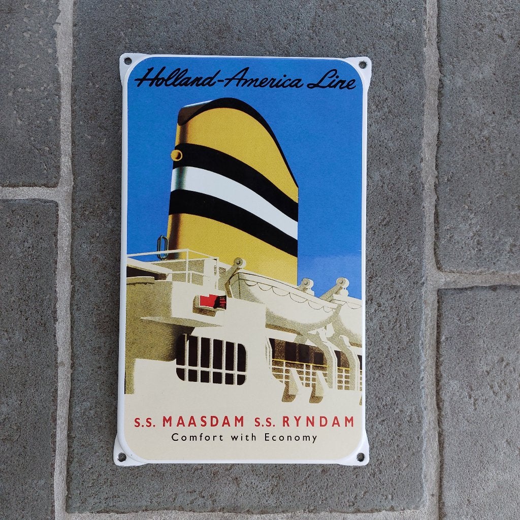 Emaille Reclamebord – Holland America Line, Ophalen of Verzenden, Zo goed als nieuw, Reclamebord