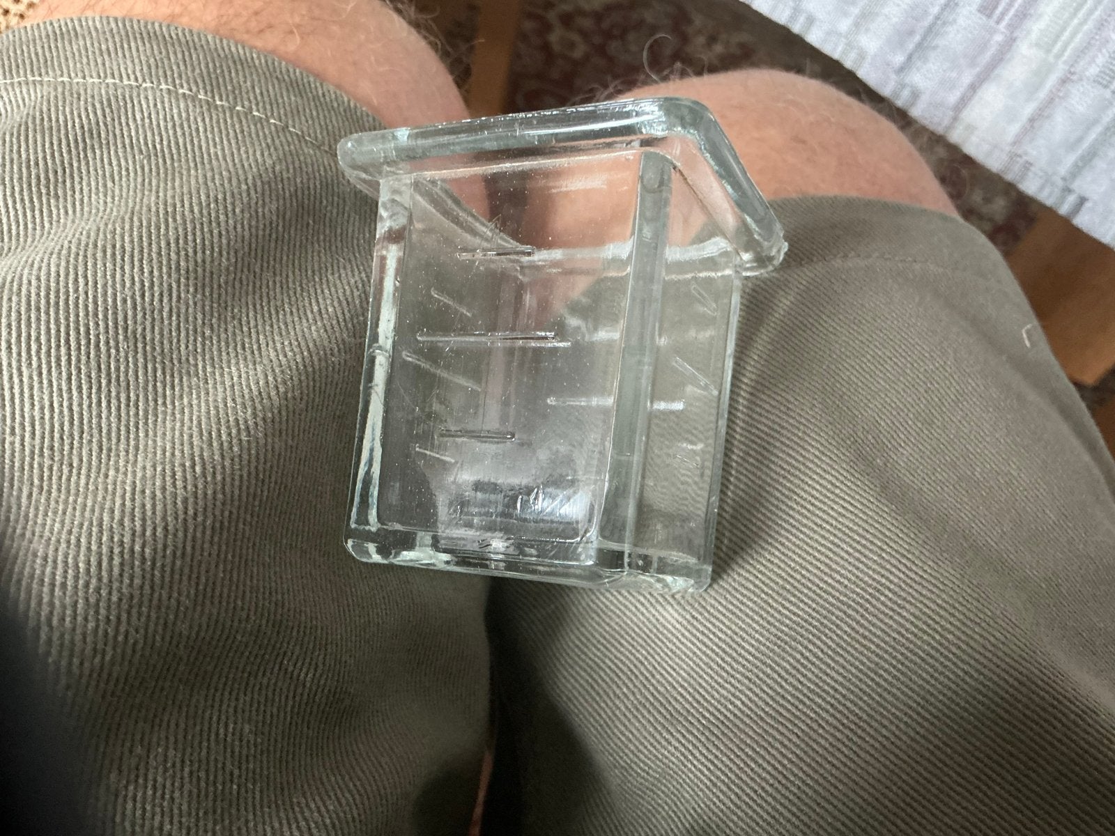 Glazen bakje met maatverdeling voor vintage koffiemolen, Ophalen of Verzenden