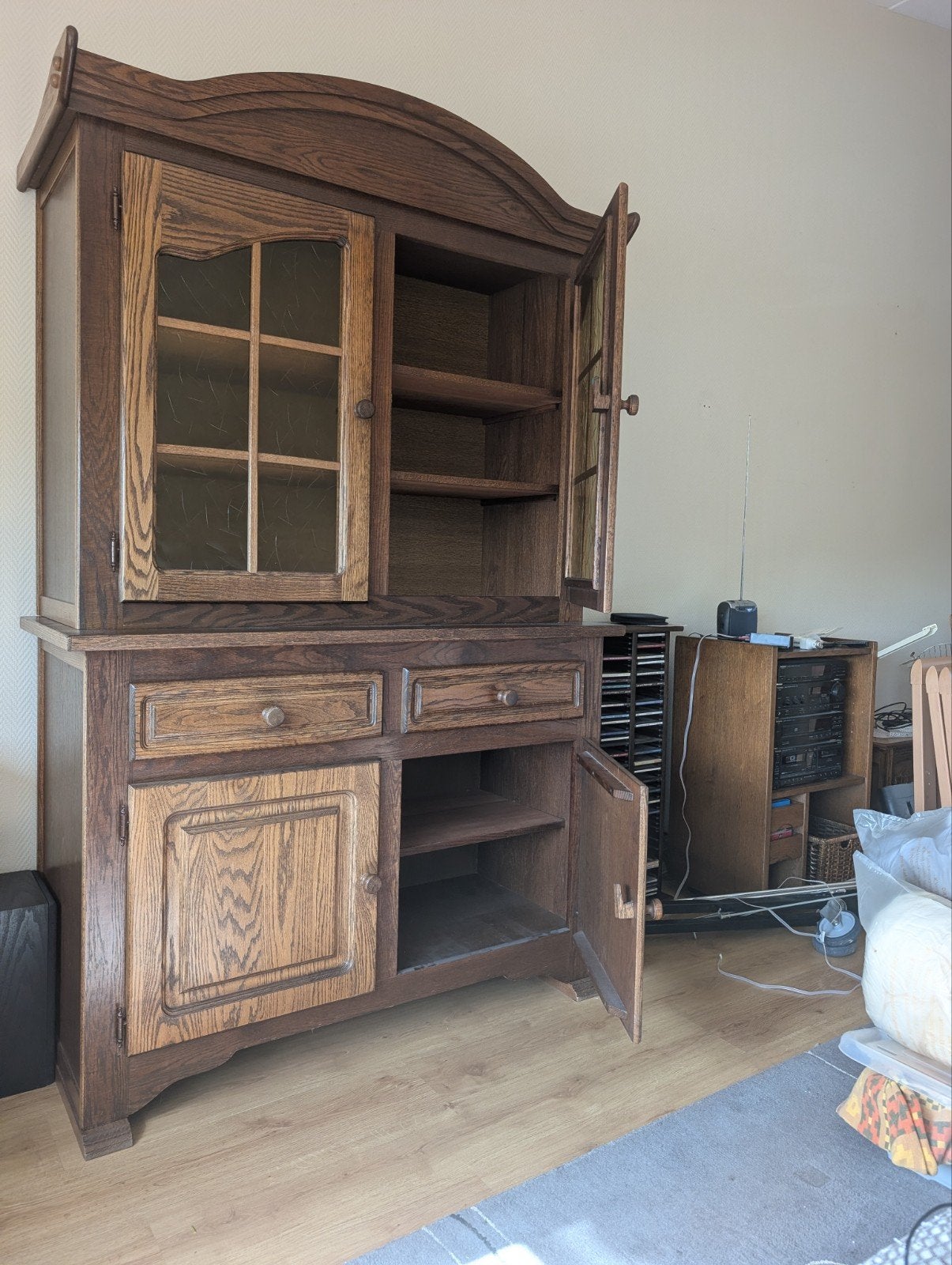Complete Eikenhouten Kast - Landelijke Stijl, Ophalen, Gebruikt, 100 tot 150 cm, Eikenhout