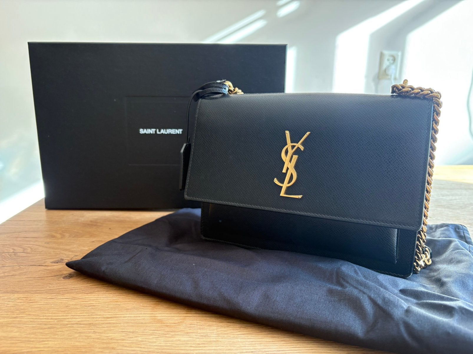 Saint Laurent Crossbody Tas., Ophalen, Zo goed als nieuw, Zwart, Schoudertasje