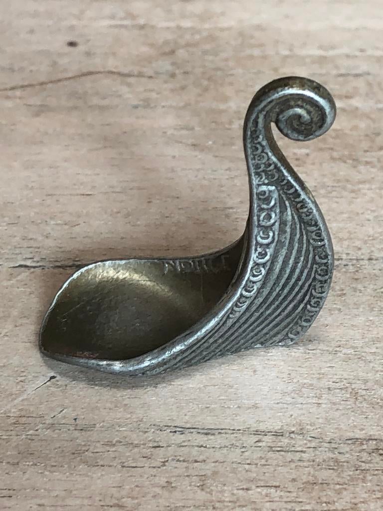 Noors Zoutvaat lepeltje - Viking schip design, Ophalen of Verzenden