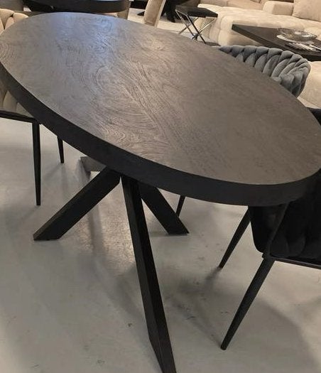 Stijlvolle Ovale Mango eettafel - 180x100 cm, Ophalen, 50 tot 100 cm, Zo goed als nieuw, 150 tot 200 cm