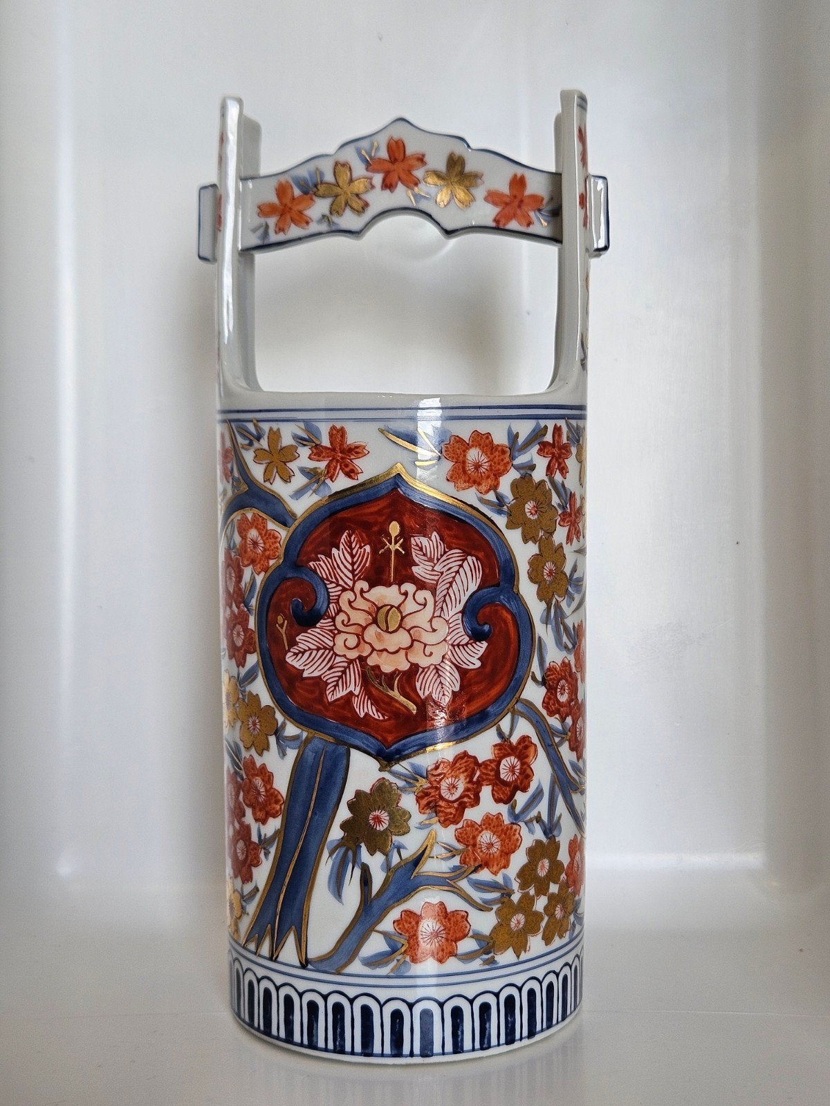 Vintage Japans porselein vaas Imari Japan handbeschilderd, Ophalen of Verzenden