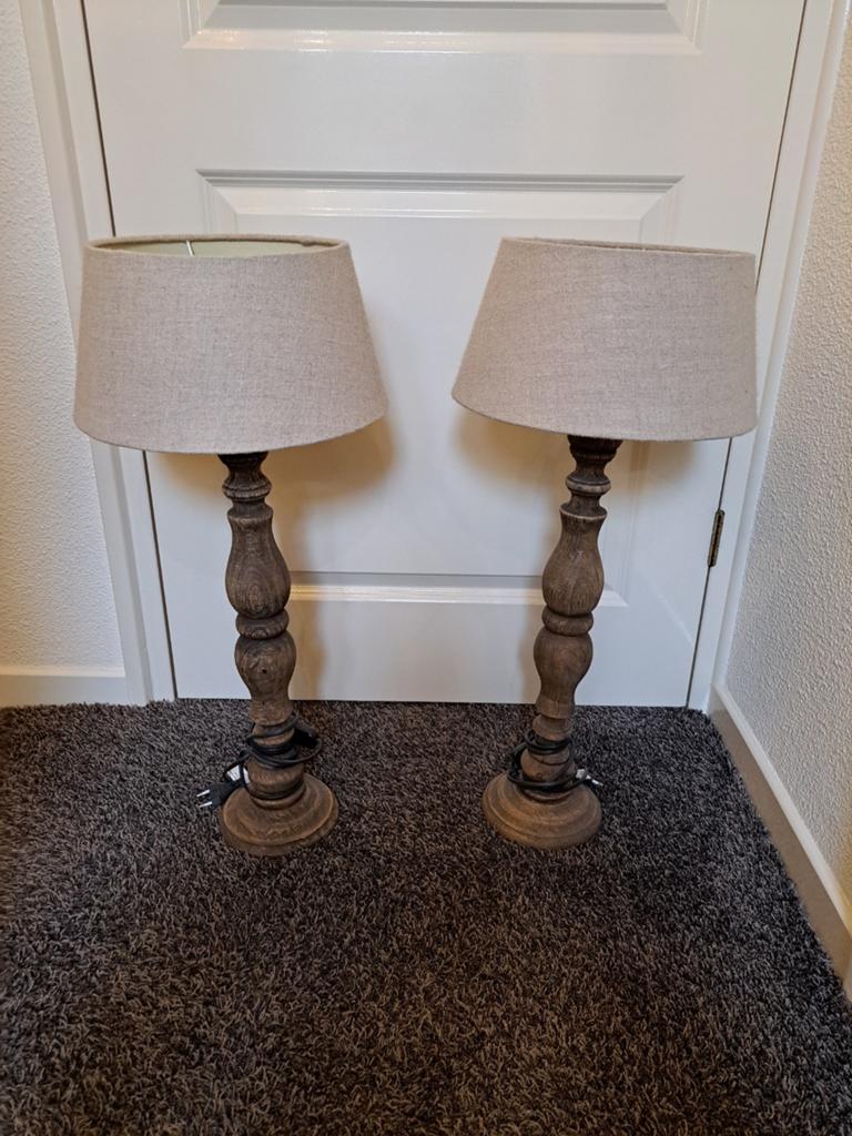 Mooie set lampen met riviera maison kap, Ophalen, Zo goed als nieuw, 50 tot 75 cm