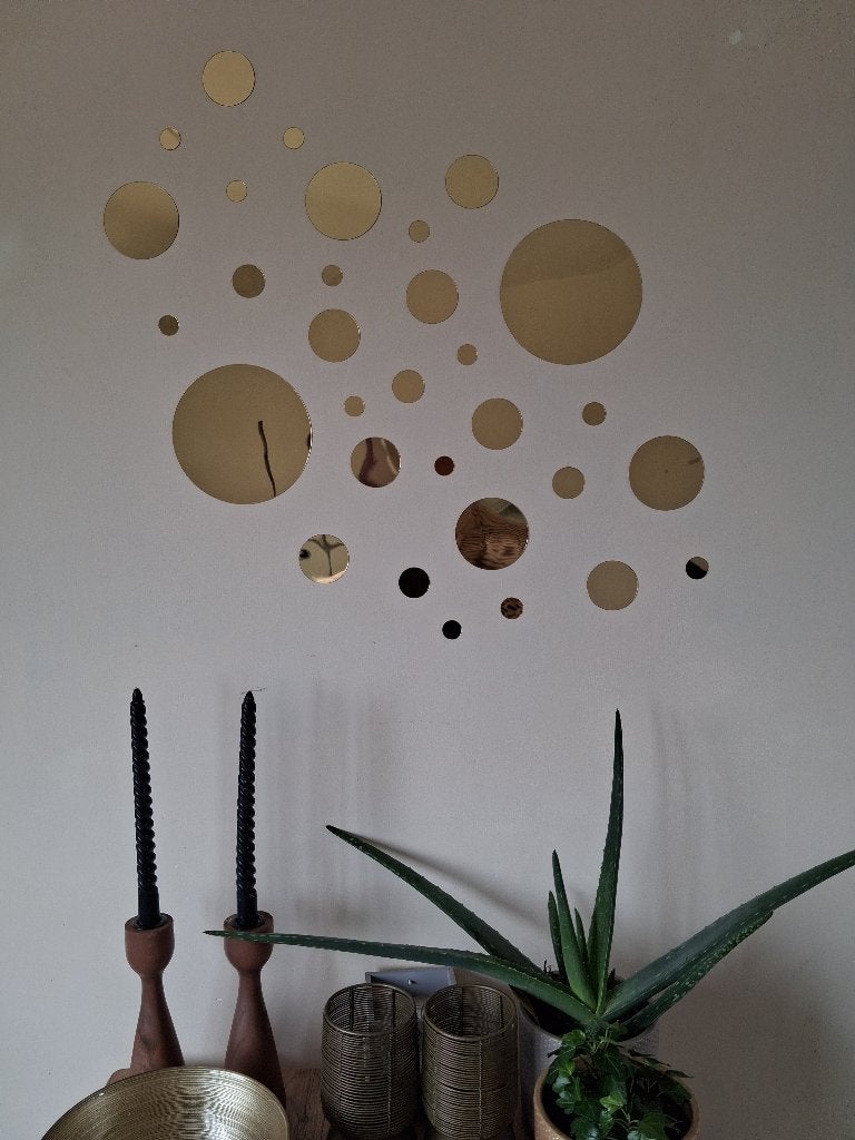 32x Gouden Bubble Spiegels, Huis en Inrichting, Woonaccessoires | Spiegels, Minder dan 50 cm, Rond, Nieuw, Ophalen of Verzenden