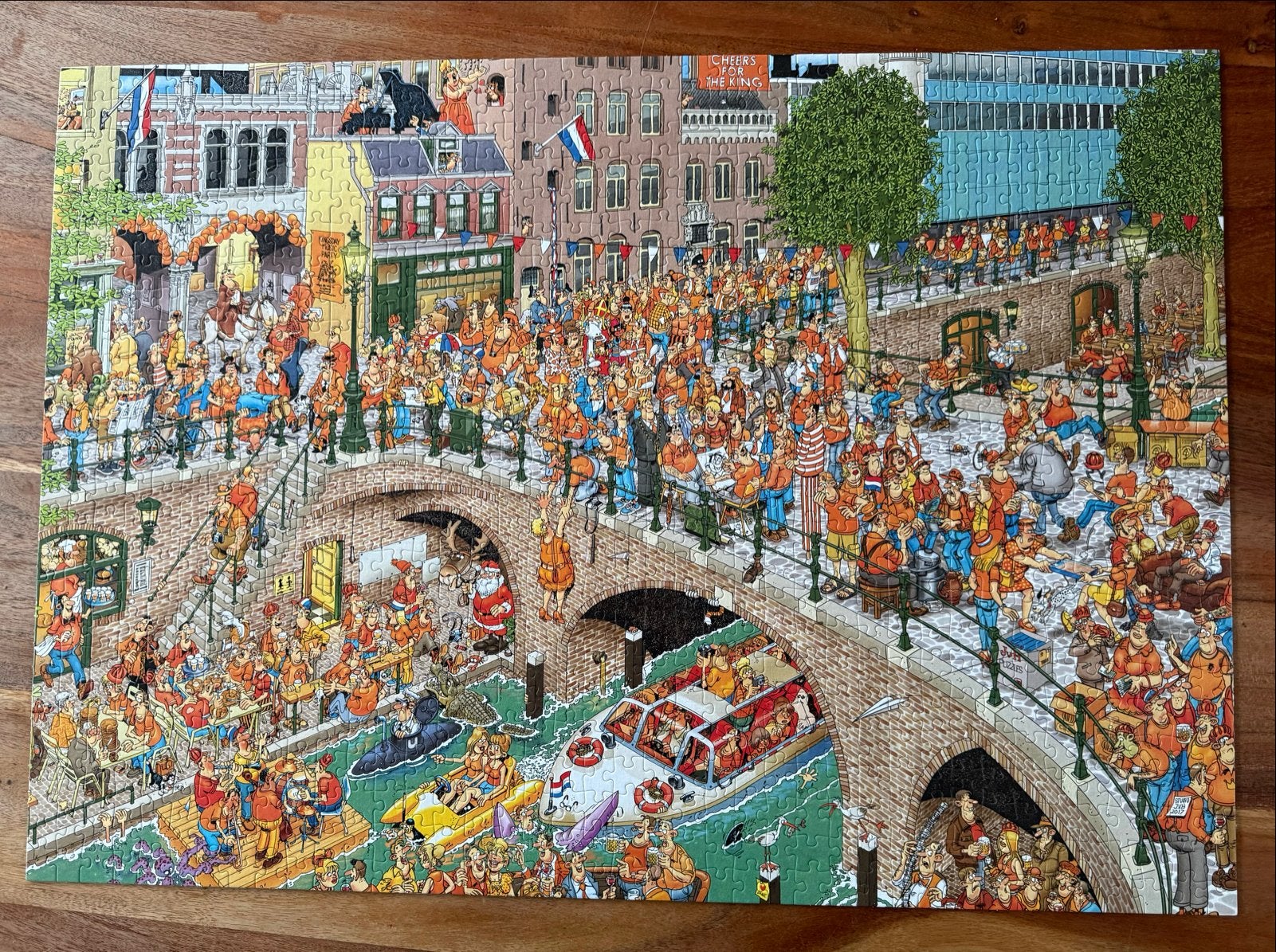 Jan van Haasteren 1000 stukjes Koningsdag puzzel, Ophalen of Verzenden, 500 t/m 1500 stukjes, Zo goed als nieuw, Legpuzzel