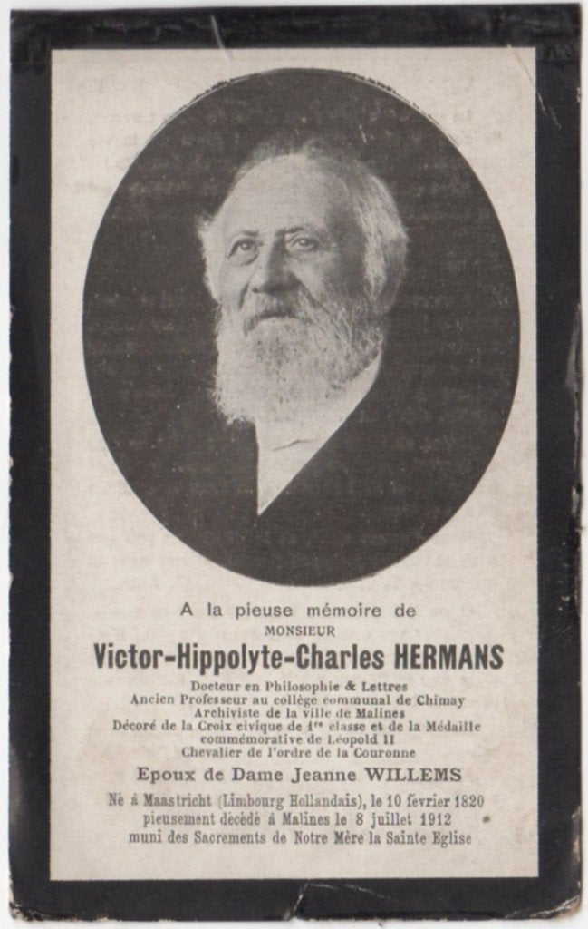Victor H.C. Hermans 1820 Maastricht + 1912 Malines (B), Verzenden