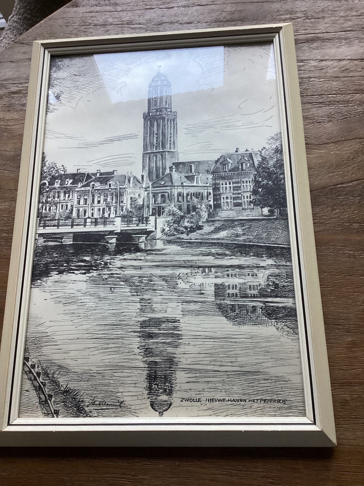 Jan Wilmink Nieuwe Haven en Sassenpoort Zwolle, Ophalen of Verzenden, Pentekening