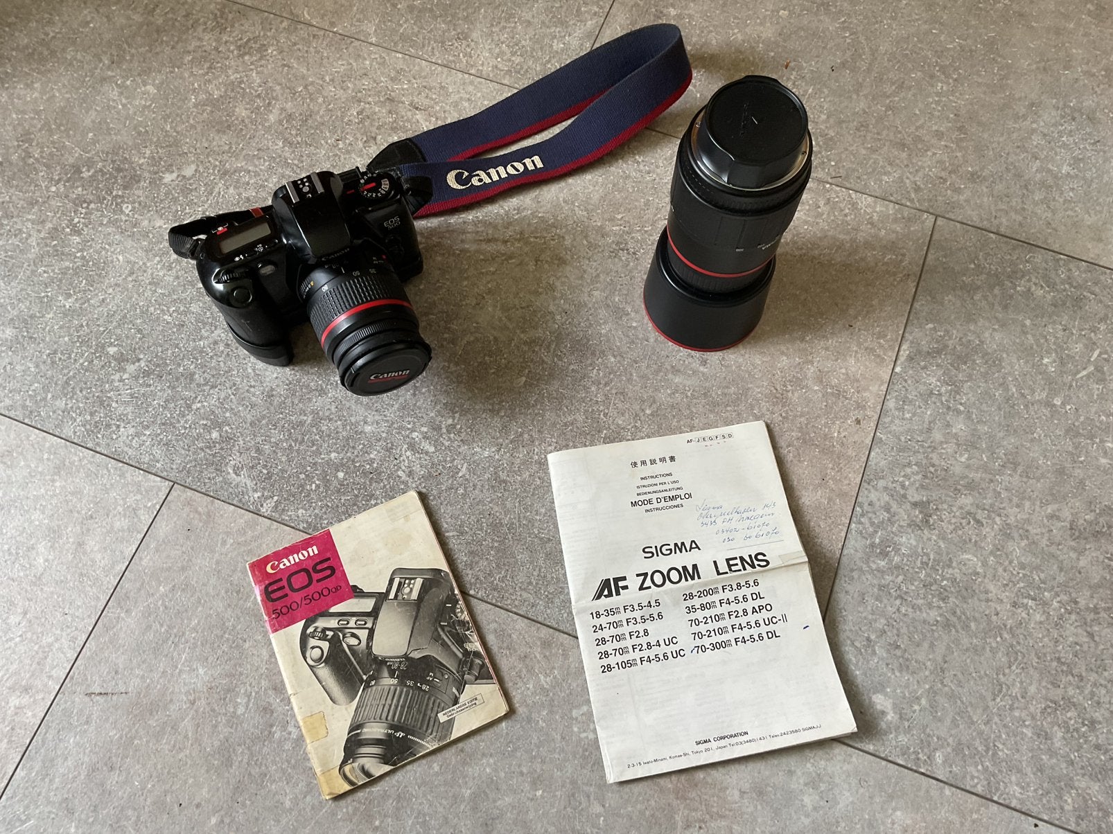 Canon body eos 500 en Canon lens en Sigma lens, Ophalen of Verzenden, Spiegelreflex, Canon