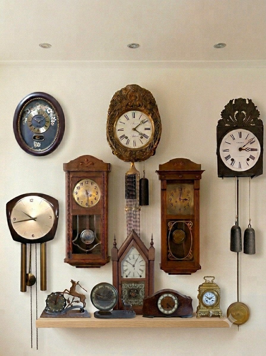 Diverse collectie antieke klokken: wand, tafel en meer, Ophalen