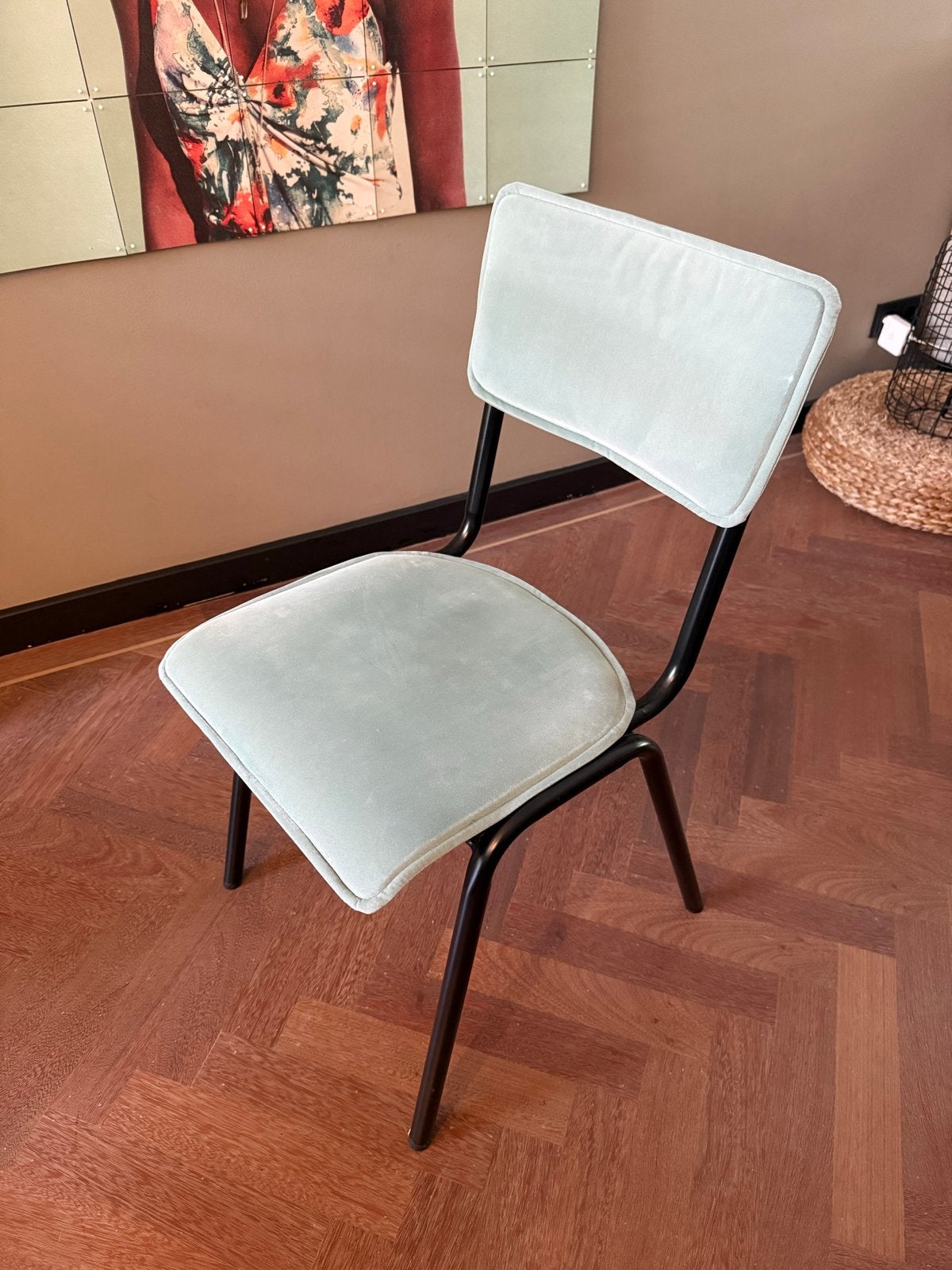 Set van 6 gestoffeerde eetkamerstoelen 3x roze 3x lichtblauw, Huis en Inrichting, Stoelen, Ophalen, Overige kleuren, Zo goed als nieuw