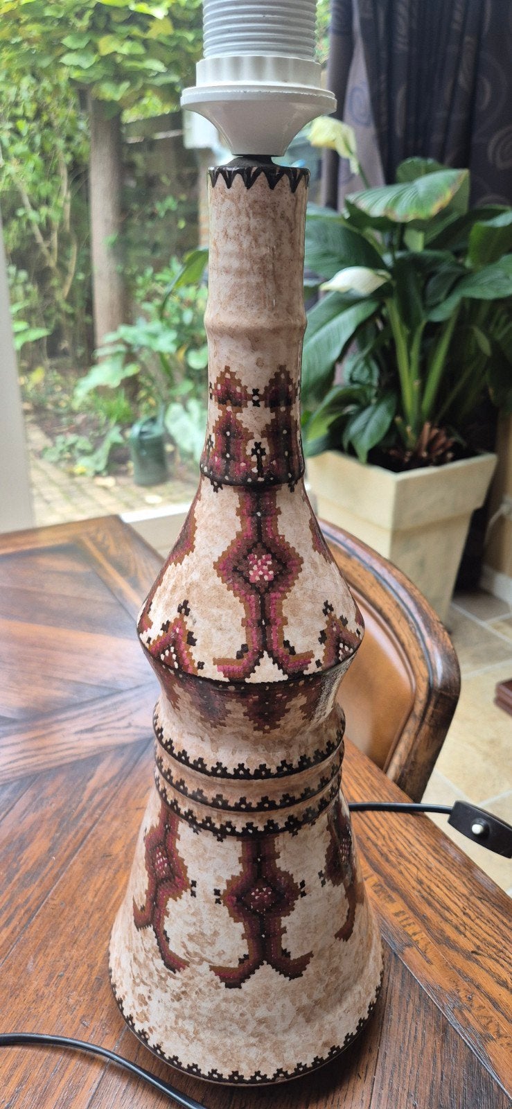 Vintage Keramiek Tafellamp Terra Cotta - 50 cm Hoog, Ophalen of Verzenden