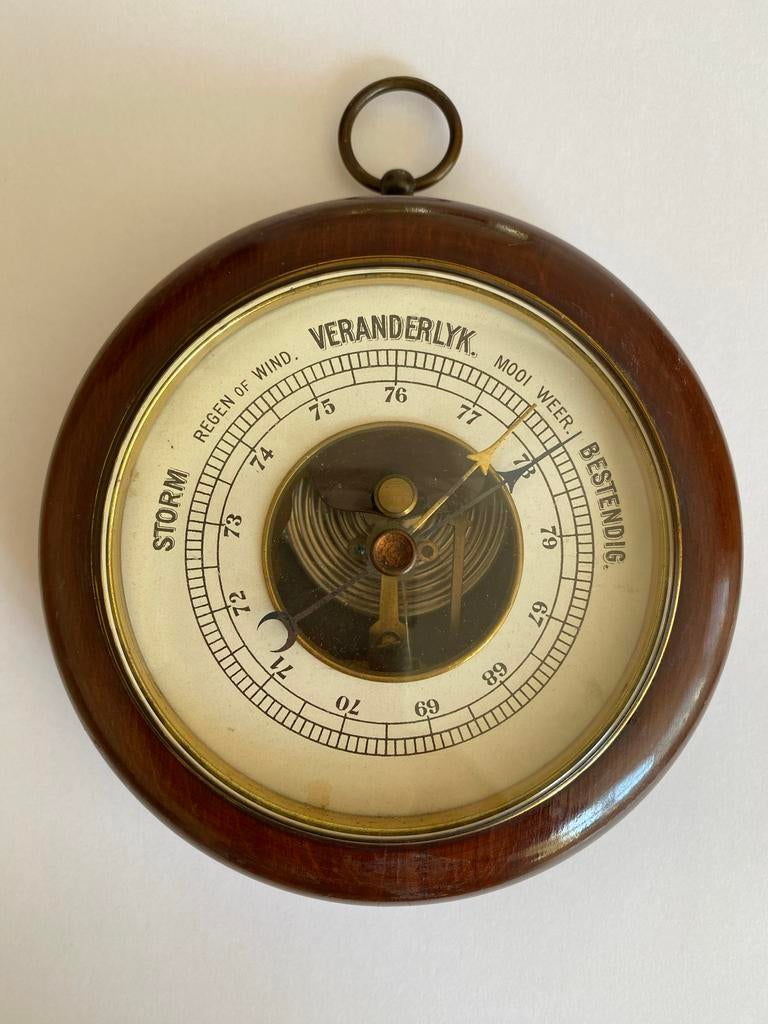Antieke Barometer - Houten behuizing, Ophalen of Verzenden, Gebruikt, Barometer