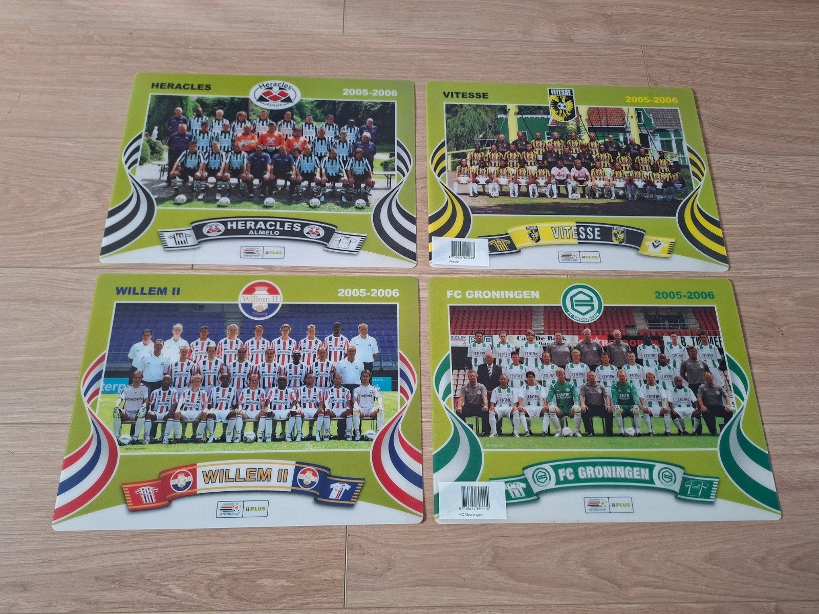 Placemats 2005-'06: Heracles, Vitesse, Willem II, Groningen, Ophalen of Verzenden, Zo goed als nieuw, Overige binnenlandse clubs