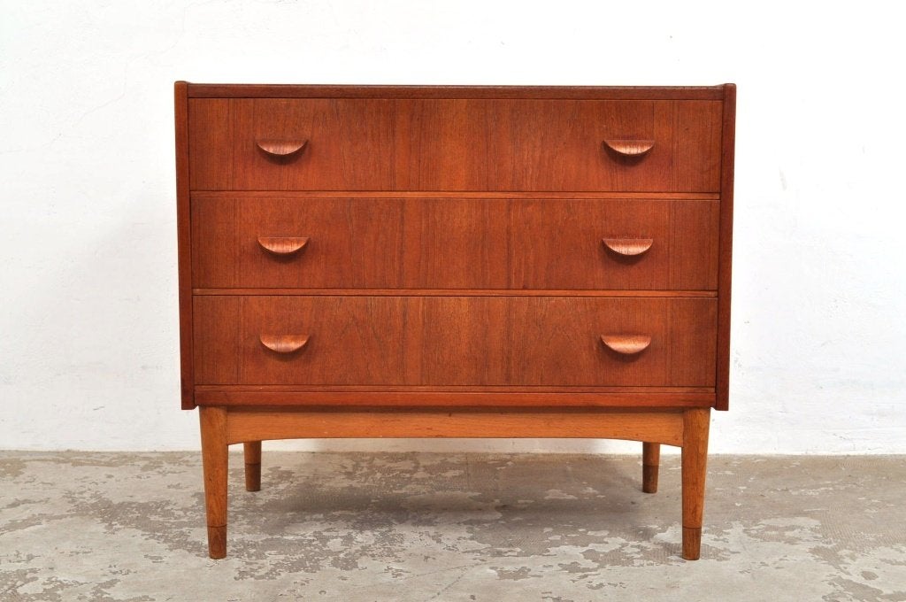 Deense ladekast teak Danish design vintage kast jaren 60, Gebruikt, 3 of 4 laden, Minder dan 100 cm, 25 tot 50 cm