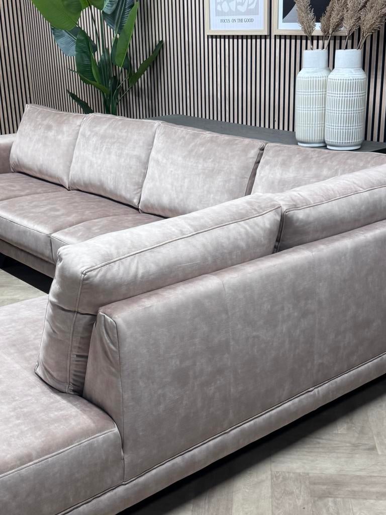 NIEUW | Luxe Velvet Velours U-Bank - Champagne - 350cm, Luxe Velvet Velours Hoekbank Antraciet Hotel Chique Champagne, Hoekbank