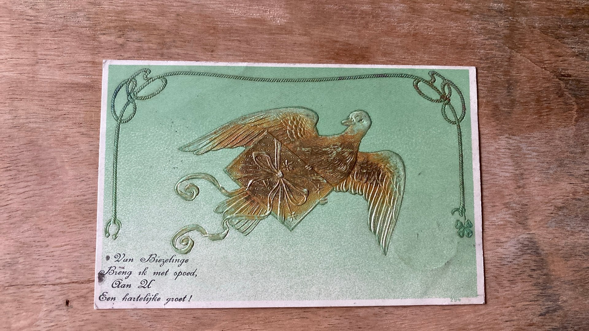 Oud ansichtkaart Groeten uit Biezelinge 1904 fantasie, Verzamelen, Ophalen of Verzenden, Voor 1920, Gelopen, Zuid-Holland