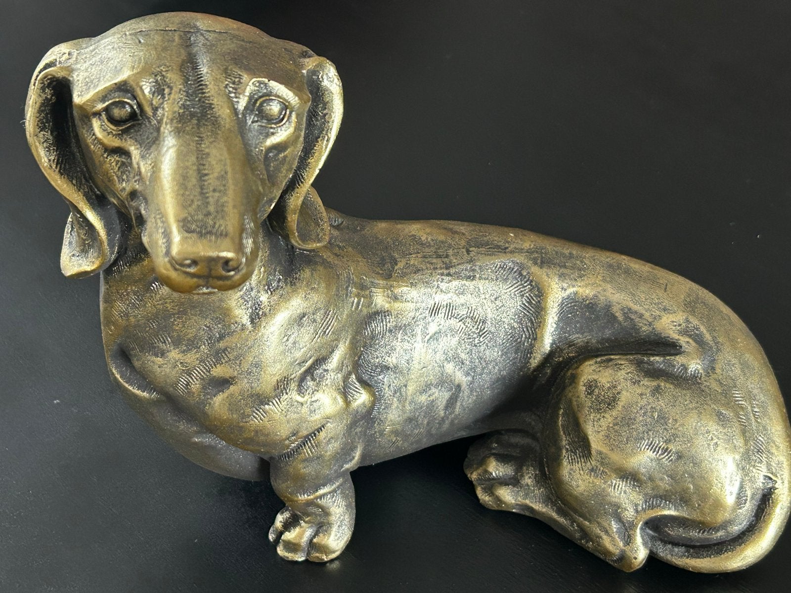 Vintage Teckel Beeldje - Bronzen Look Countryfield, Ophalen of Verzenden