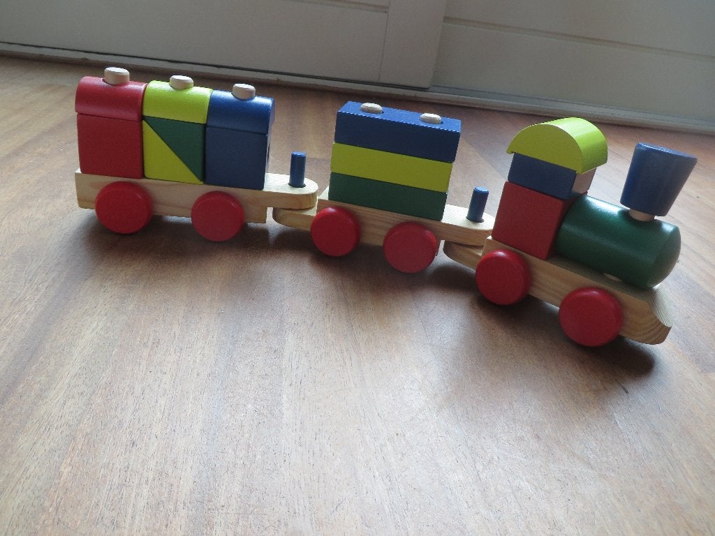 Houten blokkentreintje, Ophalen of Verzenden, Zo goed als nieuw, Duw- of Trekspeelgoed