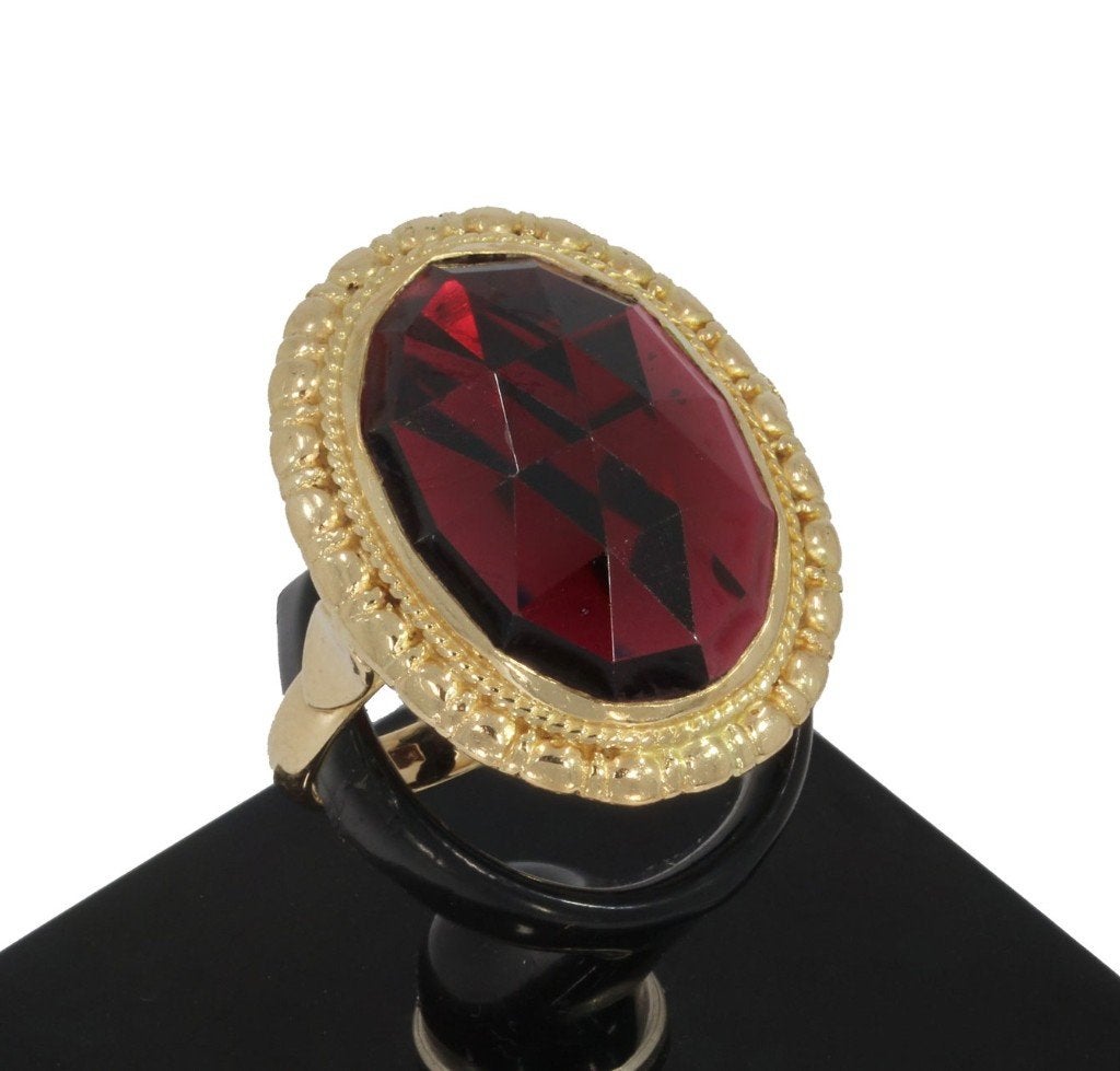Granaat vintage 14k gouden robuuste ring dame fraai, Sieraden, Tassen en Uiterlijk, Voordeelsieraden, Ophalen of Verzenden, Zo goed als nieuw