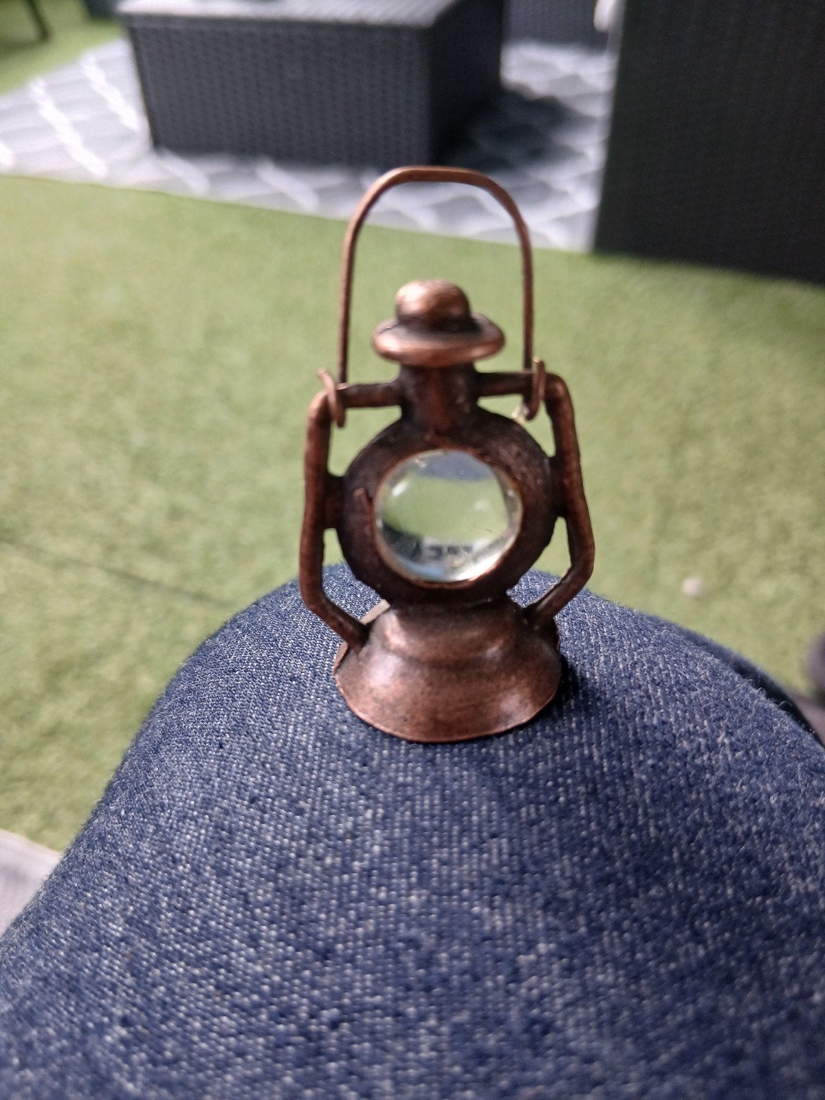 Miniatuur koperen lantaarn - Decoratief item, Antiek en Kunst, Ophalen of Verzenden