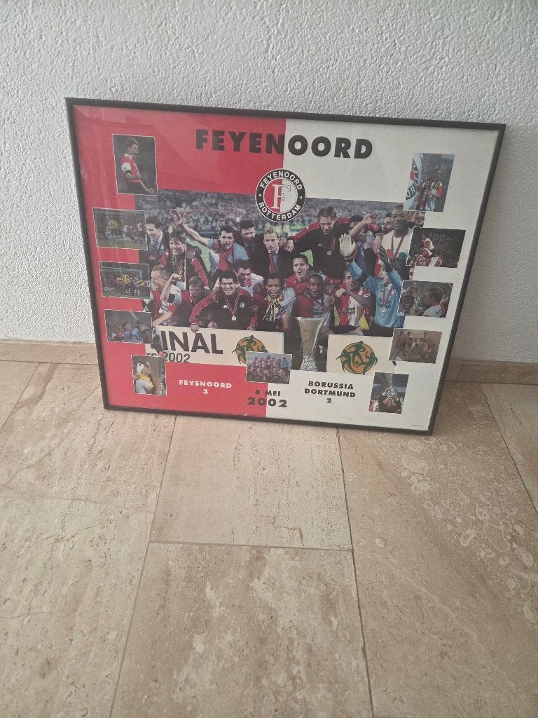 Feyenoord UEFA Cup 2002 Ingelijste Wanddecoratie, Ophalen, Zo goed als nieuw, Feyenoord, Poster, Plaatje of Sticker