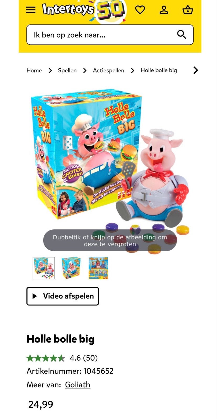 Holle Bolle Big Spel - Leuk familiespel, Drie of vier spelers, Ophalen of Verzenden, Gebruikt
