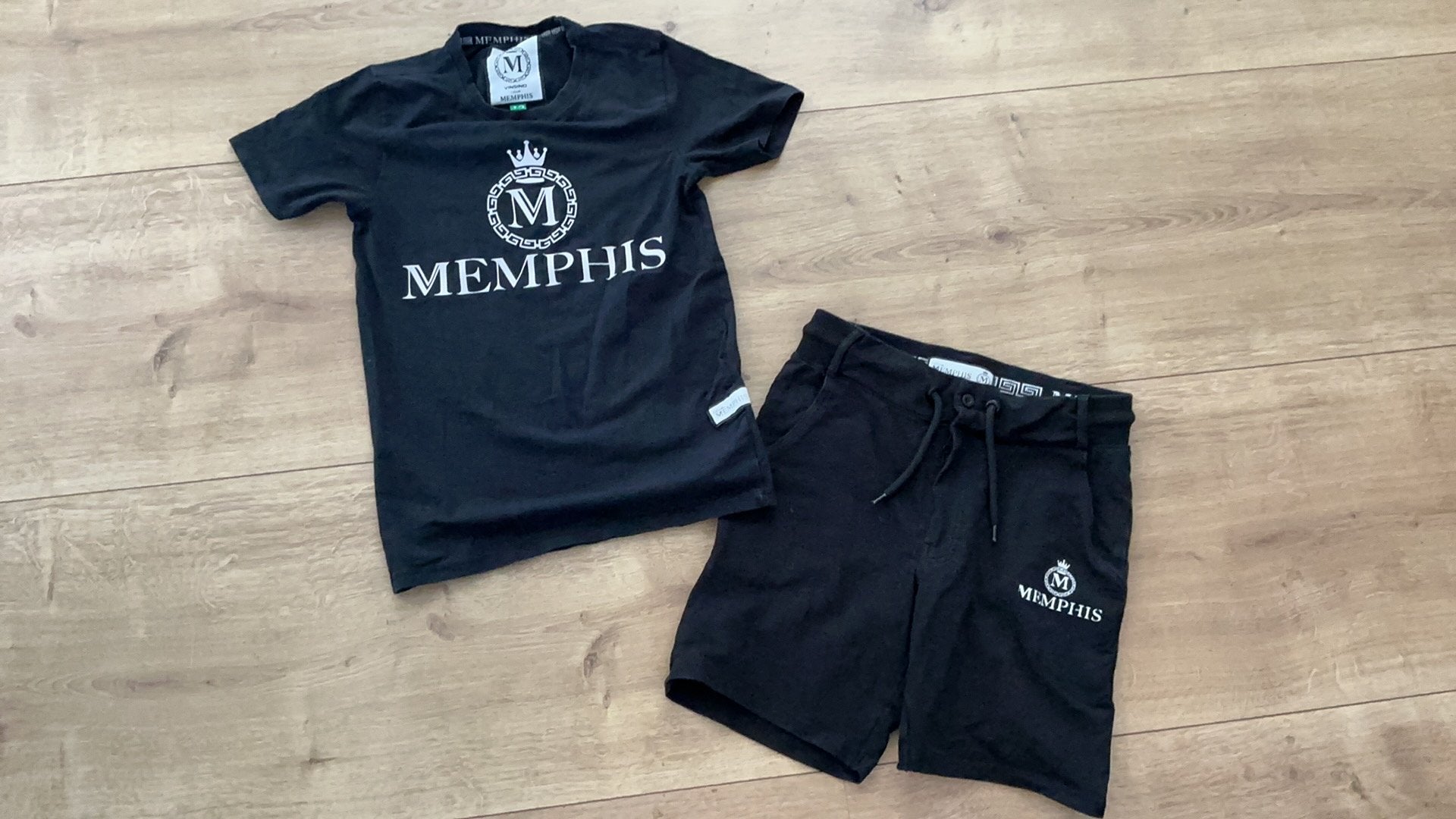 Zwart jongens setje Memphis maat 164, Ophalen of Verzenden, Gebruikt, Jongen, Setje