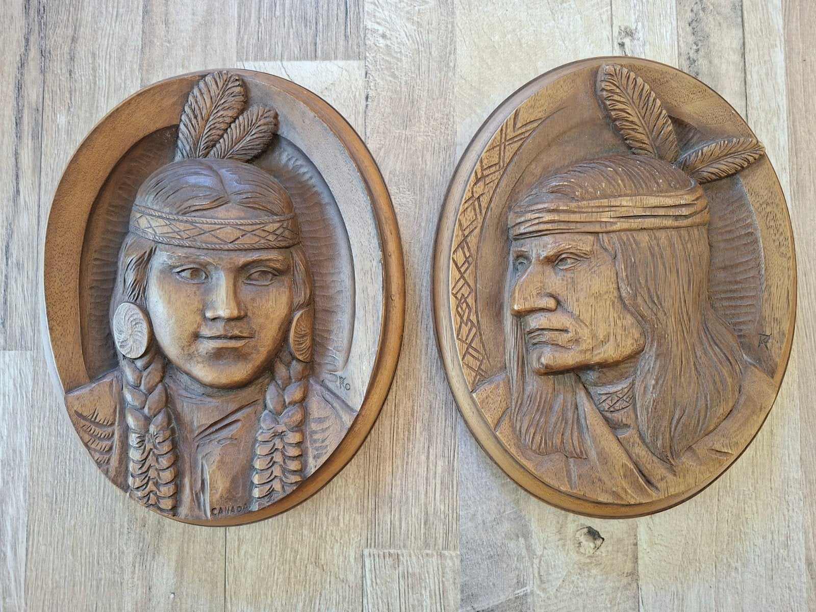 2 houtsnijwerken Indianen Karl Rothammer Canada, Ophalen of Verzenden