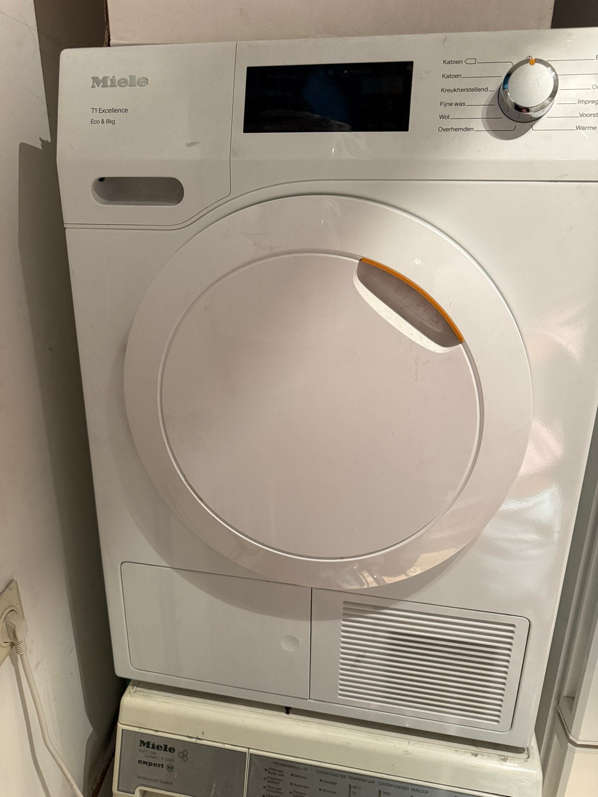 Miele T1 Excellence Eco & 8kg Condensdroger, Wolprogramma, 8 tot 10 kg, Ophalen of Verzenden, Zo goed als nieuw