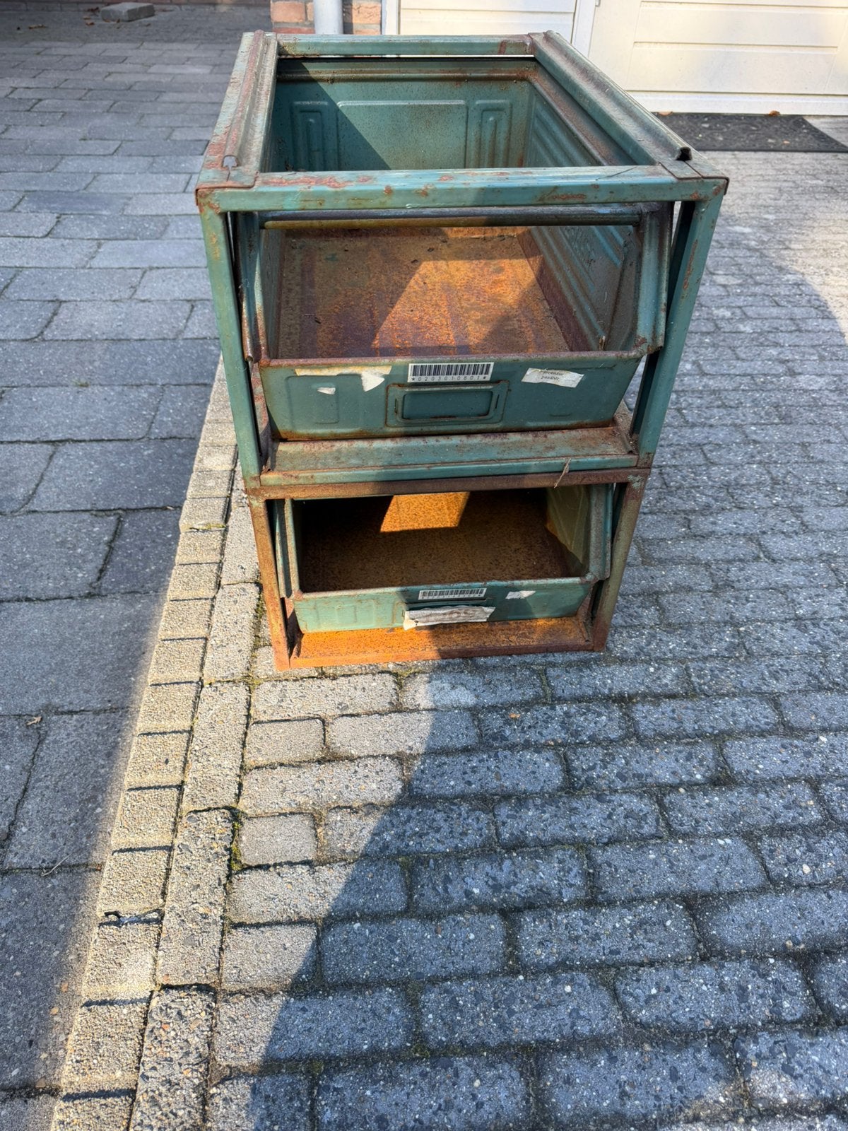 2 ijzeren opberg bakken vintage, Ophalen of Verzenden, Zo goed als nieuw