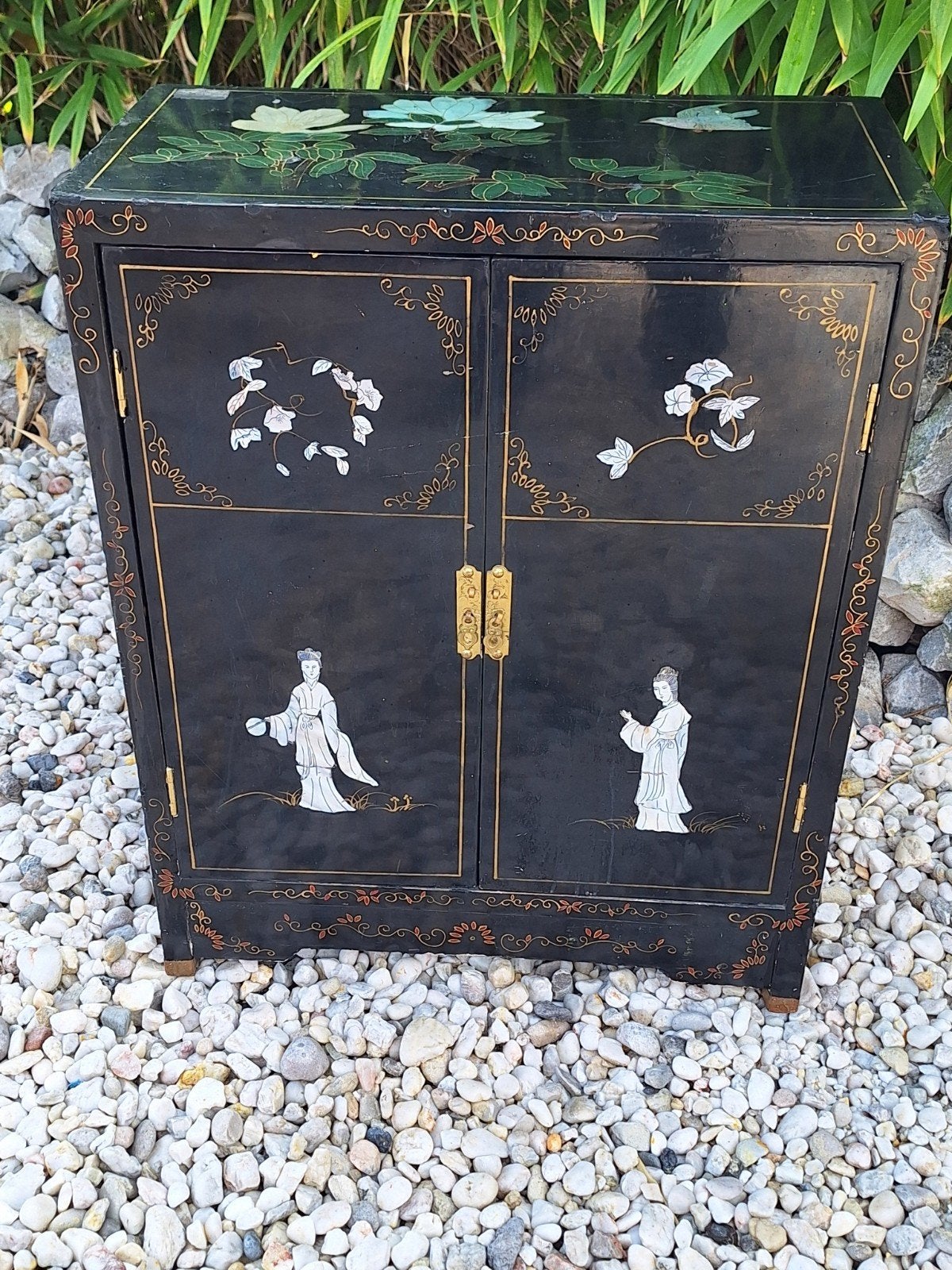 Vintage Chinese Lak TV-kast met Handgeschilderde, Ophalen