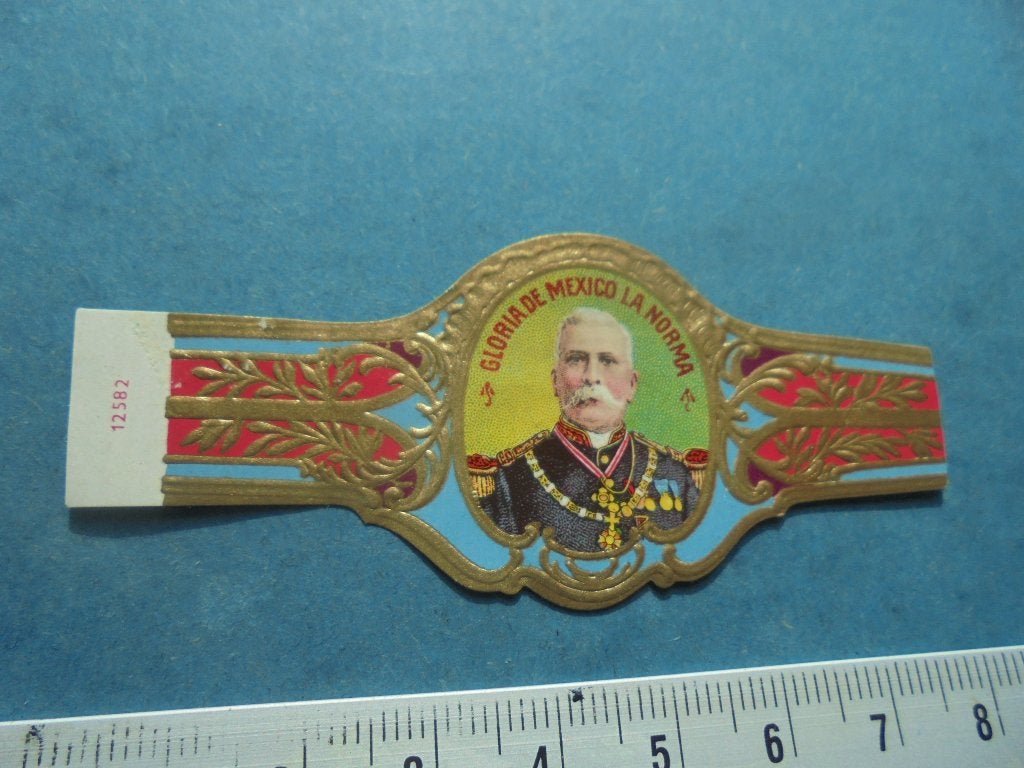 Oude sigarenband portret Gloria de Mexico La Norma nr 12582, Ophalen of Verzenden, Gebruikt, Sigarenbandjes