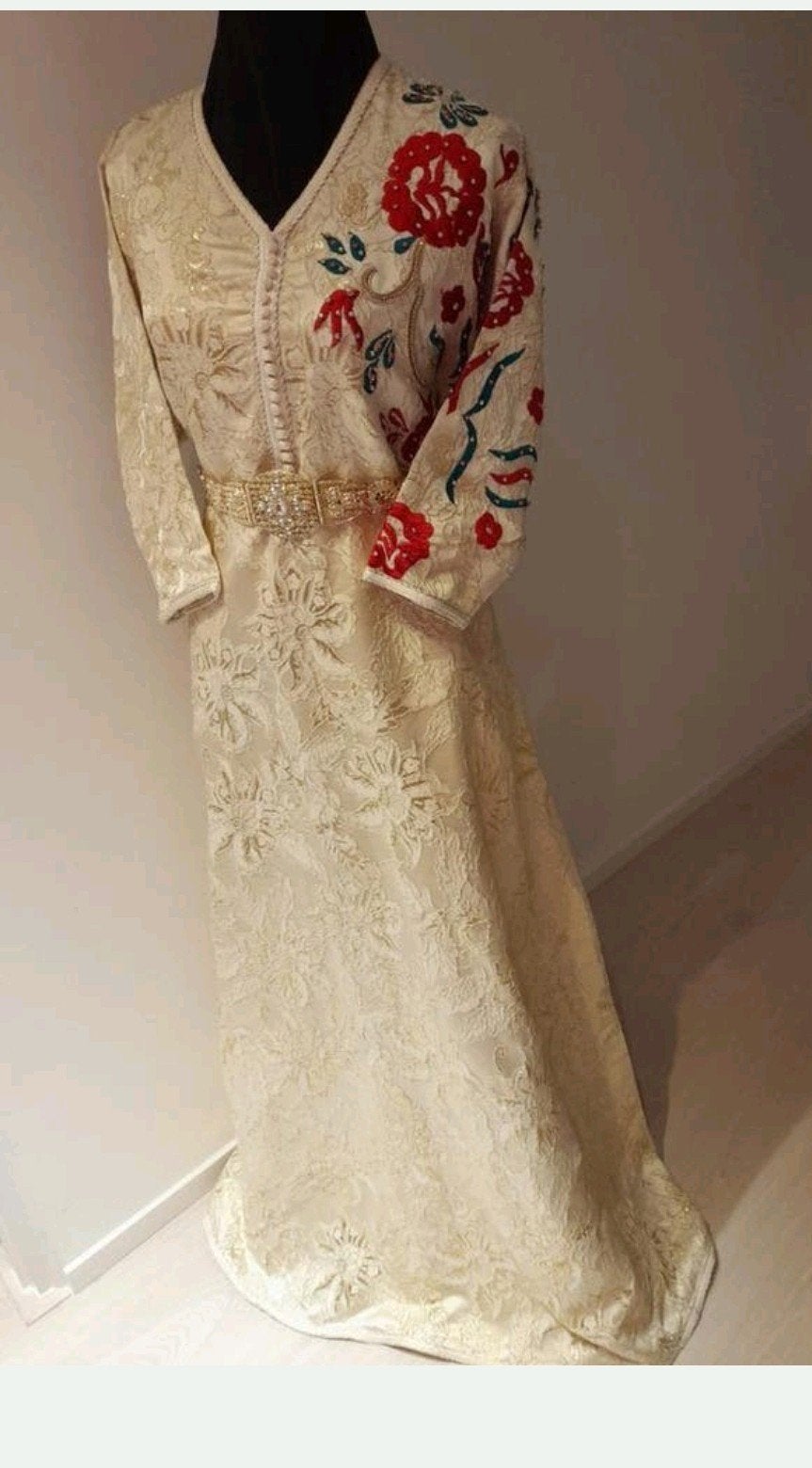 Prachtige Marokkaanse Kaftan  Brokaat stof, Overige typen, Maat 46/48 (XL) of groter, Ophalen of Verzenden, Zo goed als nieuw