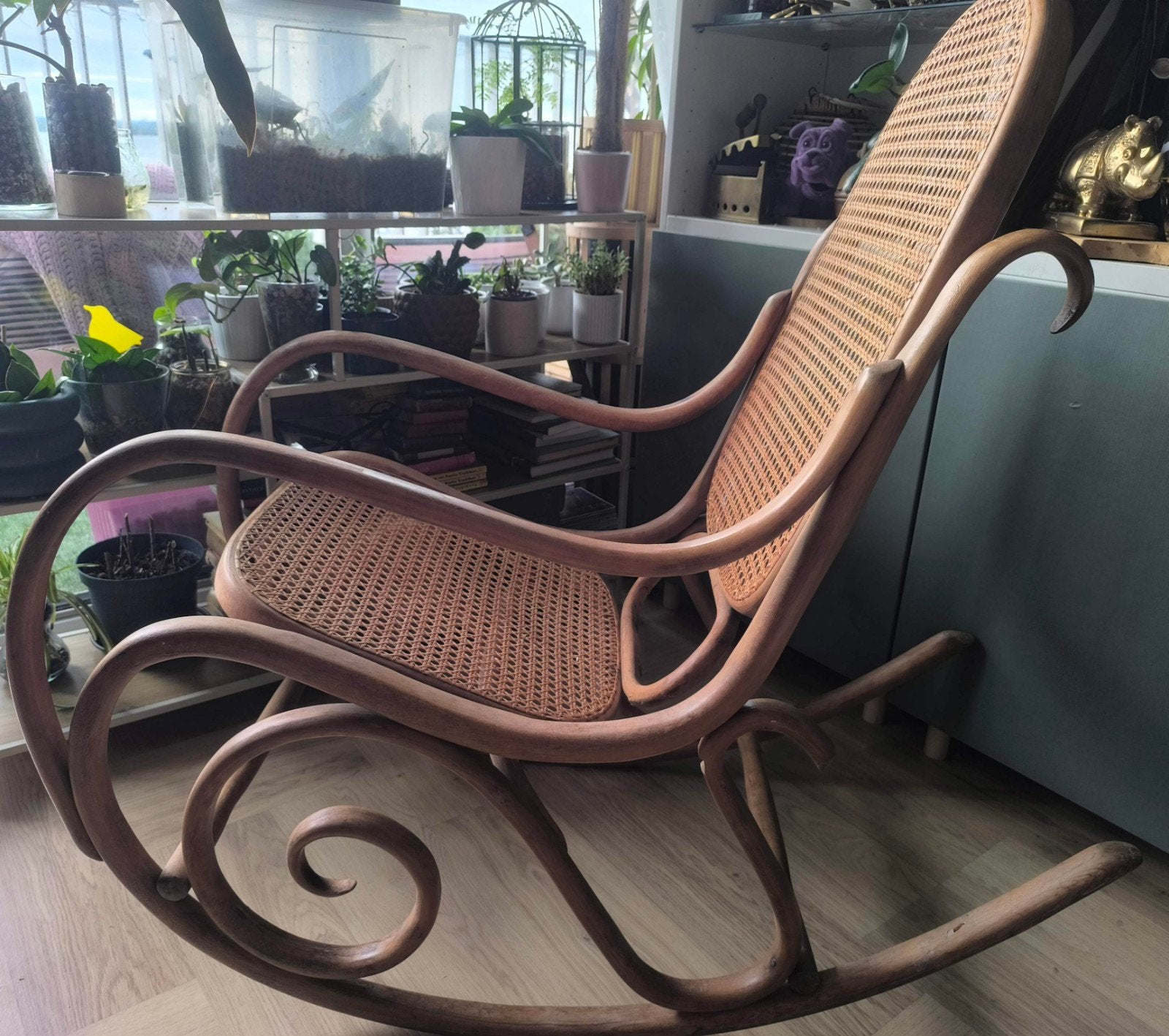 Vintage Schommelstoel Thonet Stijl Rotan, Ophalen