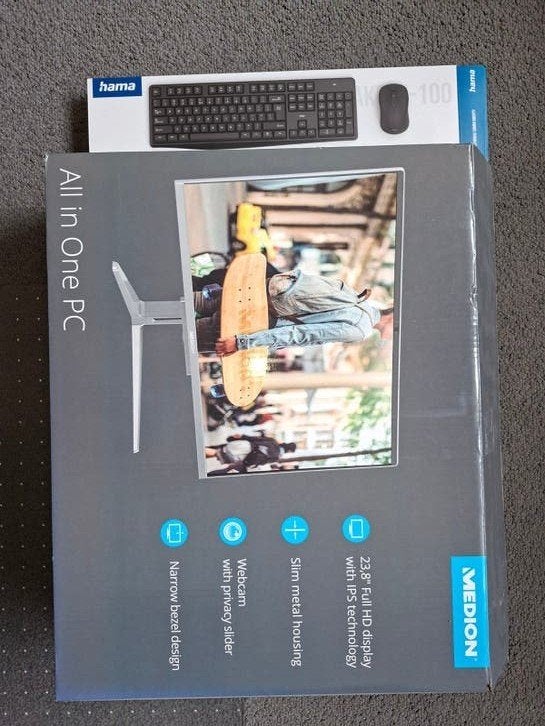Medion All-in-One PC E23301 - MD 62314 met Hama toetsenbord, Met monitor, 2 tot 3 Ghz, Ophalen of Verzenden, 128 GB SSD