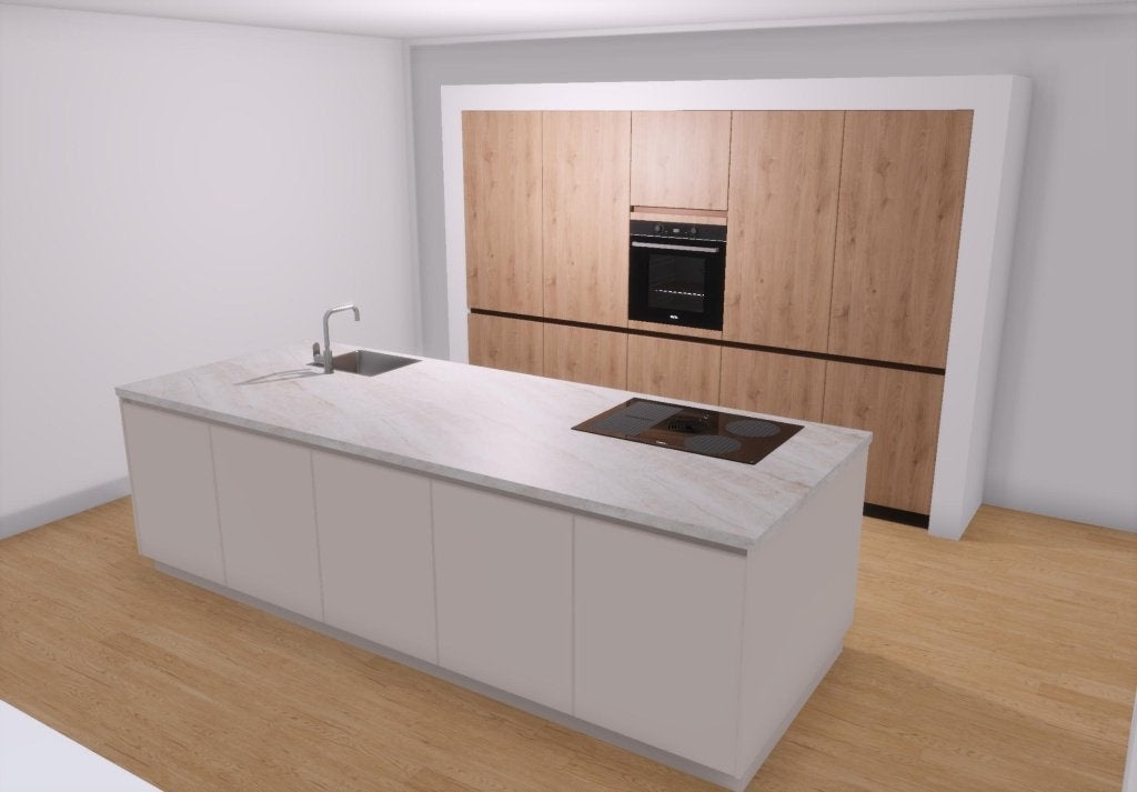 NIEUWE keuken met kookeiland met BORA kookplaat, Huis en Inrichting, Ophalen, Overige kleuren, Nieuw, Dubbelwandige keuken