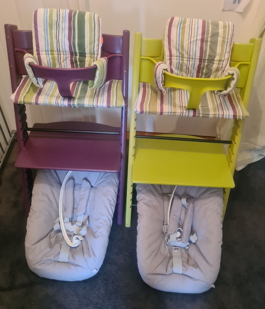 2 setjes originele stokke tripp trapp kinderstoelen, Kinderen en Baby's, Kinderstoelen, Ophalen, Gebruikt, Meegroeistoel, Stoelverkleiner