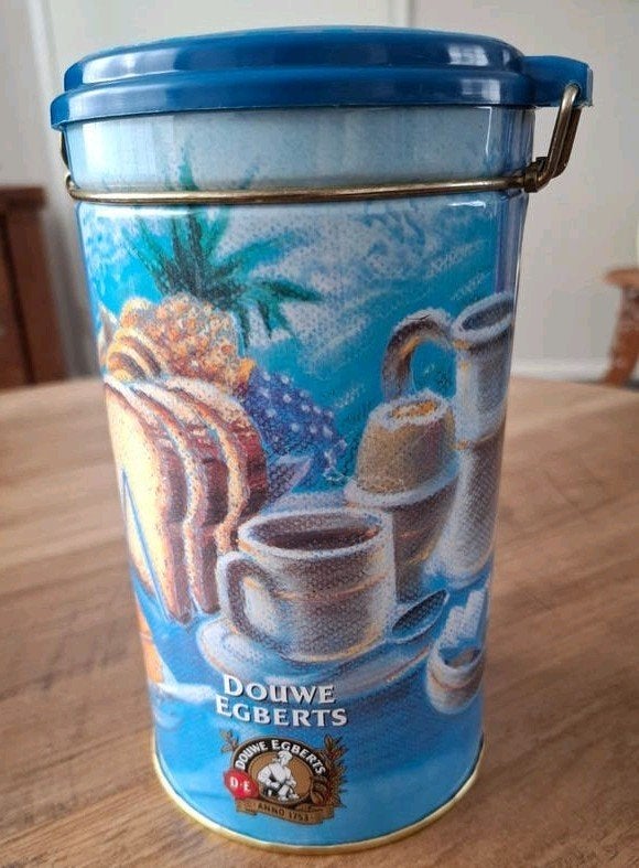 Douwe Egberts voorraadbus met blauw deksel, Ophalen of Verzenden, Zo goed als nieuw, Koffie, Douwe Egberts