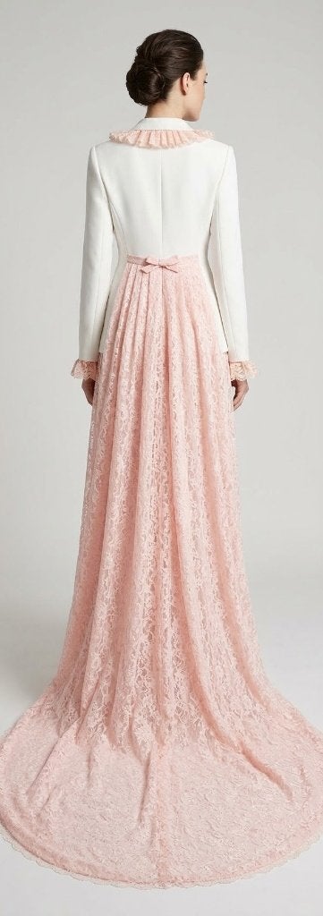Elegante Roze Kanten Jurk met Witte Blazer, maat S, Ophalen of Verzenden, Kleding, Maat 36 (S), Overige thema's