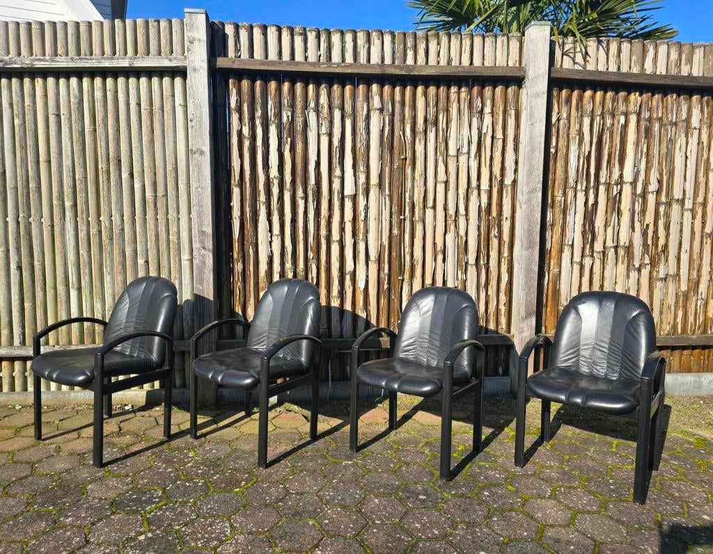 💥-% Eetkamerstoelen Walter Knoll style vintage stoelen, Huis en Inrichting, Stoelen, Ophalen, Gebruikt, Zwart, Vintage