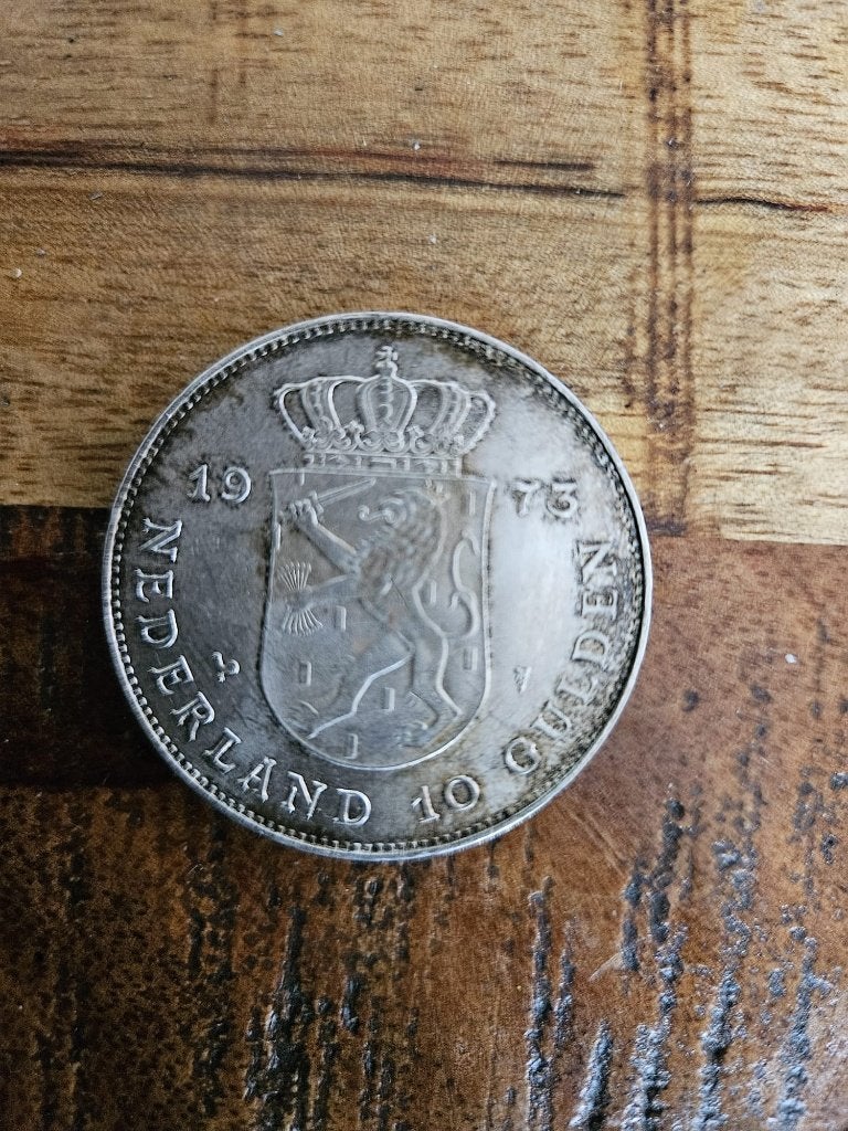 Zilveren 10 Gulden 1973 – Juliana, Koningin Juliana, Zilver, Ophalen of Verzenden, Losse munt