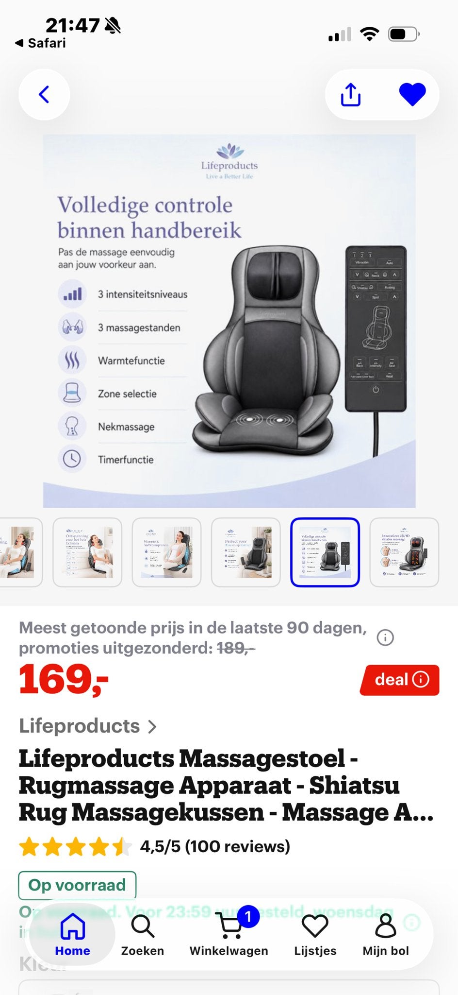 LifeProducts Massagestoel - Rugmassage Apparaat Shiatsu, Ophalen, Nieuw, Massagestoel of Kussen
