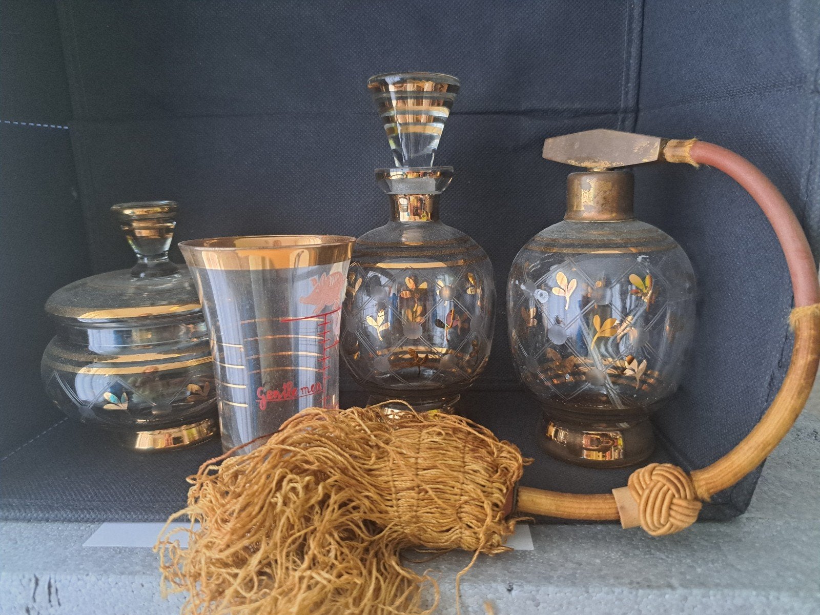Prachtige Vintage Boheems Glazen Set – Goudverguld – Jaren 5, Ophalen of Verzenden