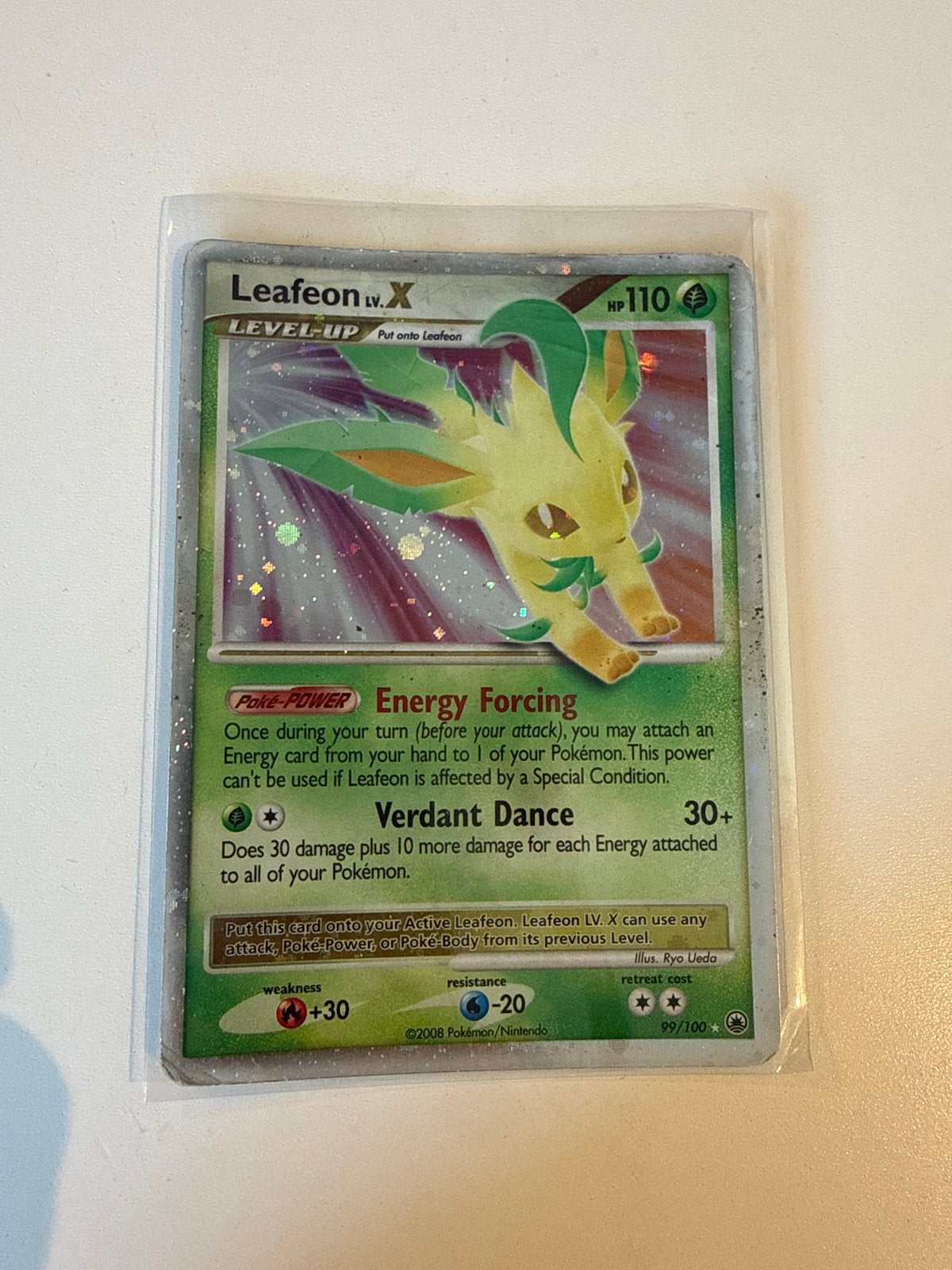 Leafeon LV.X Pokémon kaart - Holo - 99/100, Ophalen, Gebruikt, Losse kaart, Foil