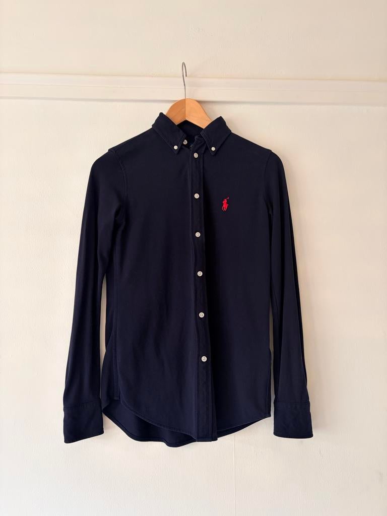 Ralph Lauren | Oxford mesh shirt longsleeve | Maat 36, Verzenden, Zo goed als nieuw, Maat 36 (S), Blauw