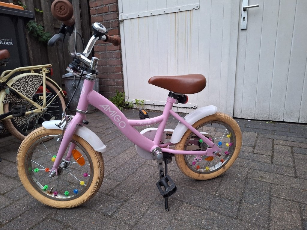 Amigo meisjesfiets 16 inch  60 euro!, Terugtraprem, Gebruikt, Ophalen of Verzenden, Handrem