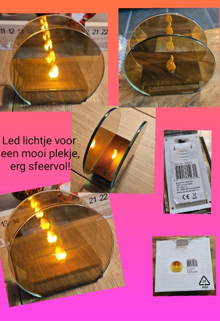 Sfeerlicht glas, LED, 5x10x9,5 cm Infinity Candle in doosje!, Overige merken, Overige typen, Nieuw, Ophalen of Verzenden