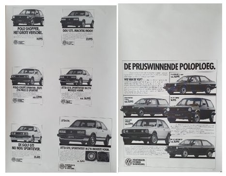 2 x Vintage VW reclameposter (Polo, Golf, Jetta) 80er jaren, Rechthoekig Staand, Deurposter of groter, Ophalen of Verzenden, Zo goed als nieuw