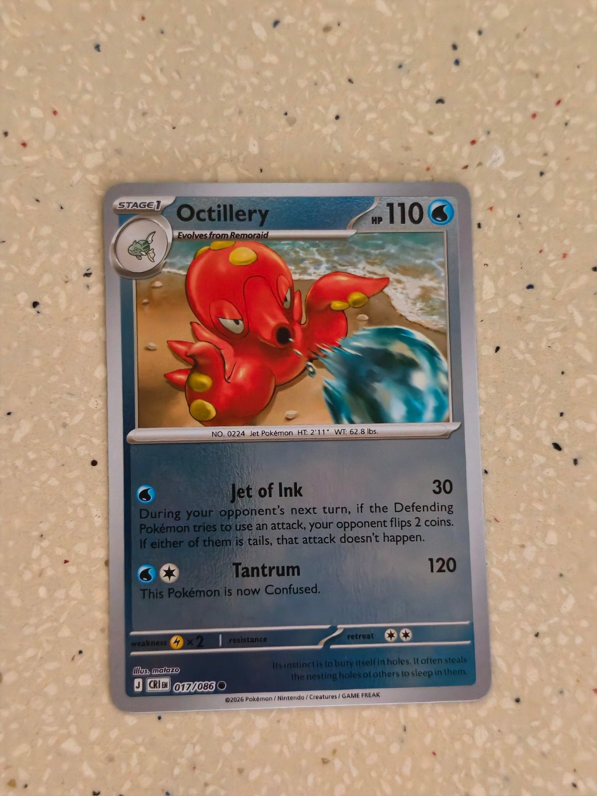 Octillery Pokémon Kaart 017/086 CRZ - Zo goed als nieuw, Ophalen of Verzenden, Zo goed als nieuw, Losse kaart